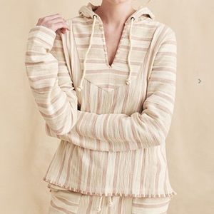 Faherty Cream and Tan Striped Hoodie
